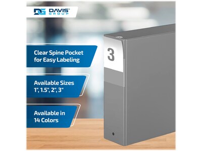 Davis Group Premium Economy 3" 3-Ring Non-View Binders, Gray, 6/Pack (2314-07-06)