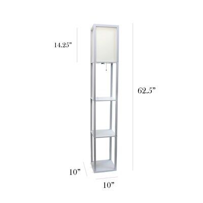 Simple Designs 62.50" Floor Lamp Etagere Organizer Storage Shelf with Linen Shade, Grey (LF1014-GRY)