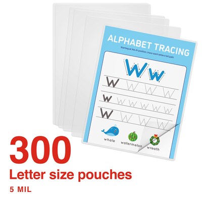 Staples Thermal Laminating Pouches, Letter Size, 5 Mil, 300/Box (5245701/5245702)