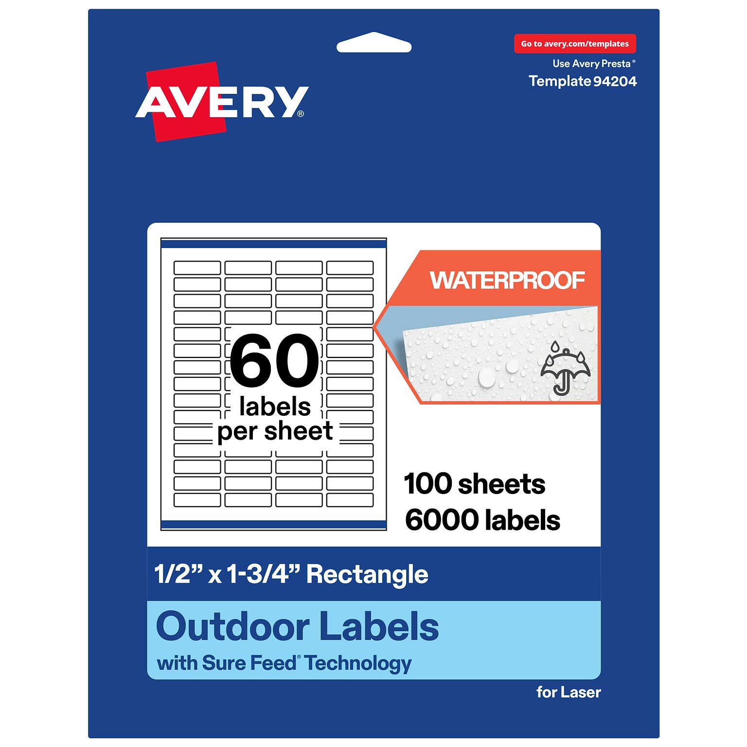 Avery Rectangle Laser Multipurpose Labels, 0.5 x 1.75, White, 6000/Box (19479399211)