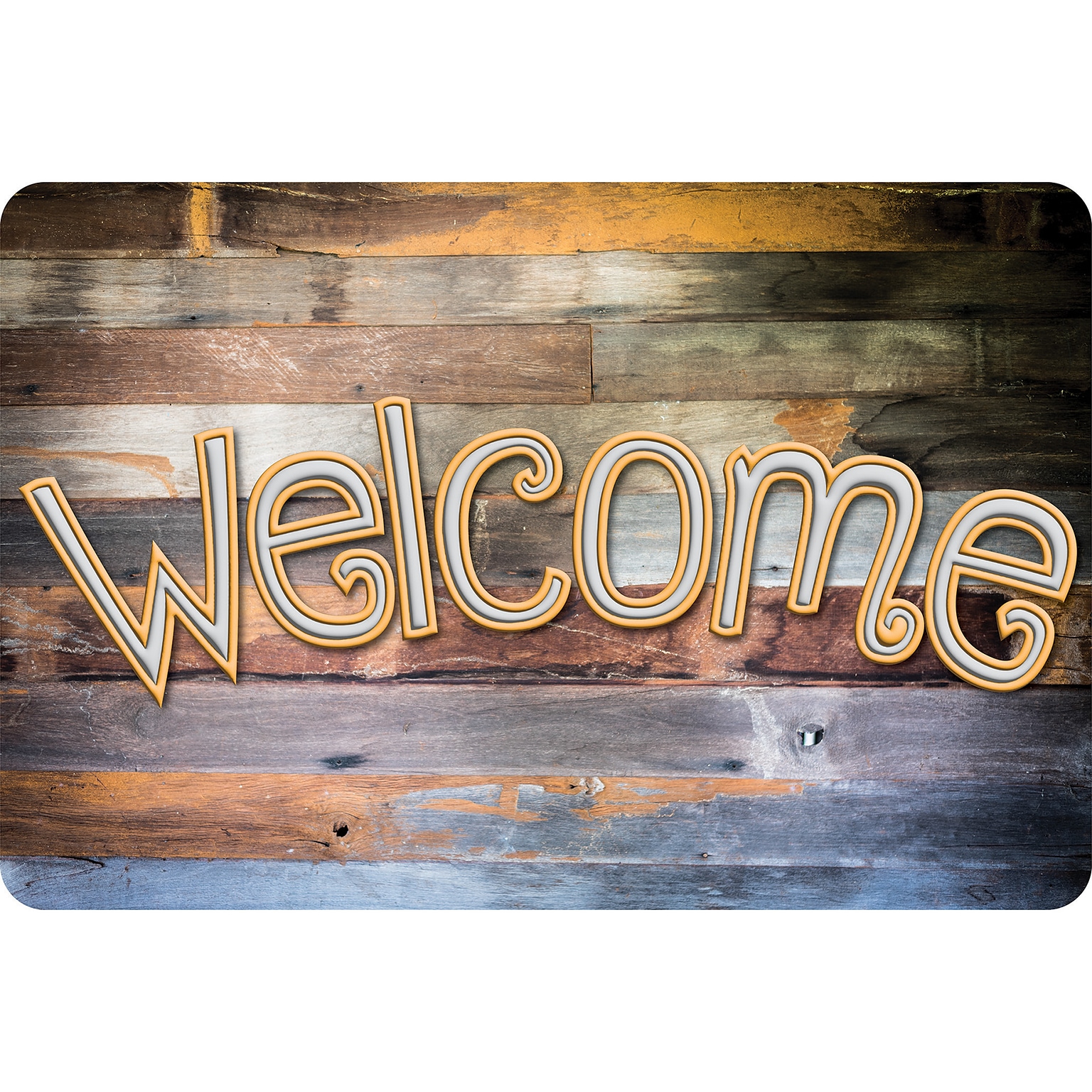 Ashley Productions The Original Fun Mat, Welcome Mat, 15.5 x 23.5, Reclaimed Wood Welcome (ASH91544)