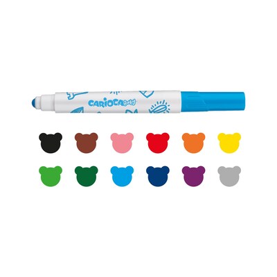 CARIOCA Baby Washable Kids Markers, Rounded Nib, Assorted Colors, 144/Set (CRA42826E)