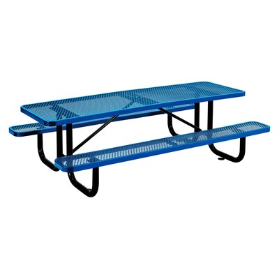 Global Industrial 8 Rectangular Picnic Table, Expanded Metal, Blue (277153BL)