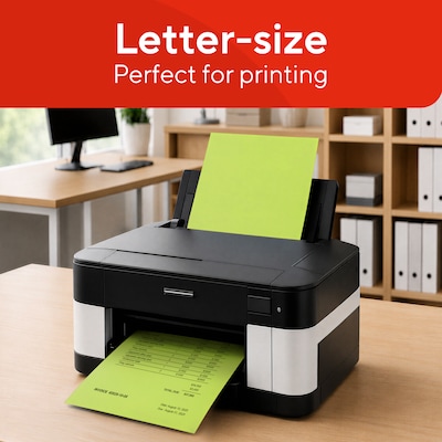 Staples Brights Multipurpose Paper, 24 lbs., 8.5" x 11", Lime, 500/Ream (20105)