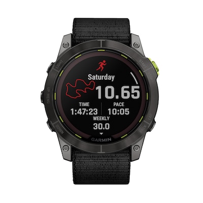 Garmin Enduro 2 Multisport Solar GPS Smartwatch, Carbon Gray DLC Titanium Bezel with Black UltraFit Nylon Strap (010-02754-00)