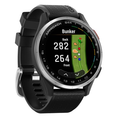 Garmin Approach S44 GPS Golf Smartwatch, 1.2, Black Silicone Band (010-03009-00)