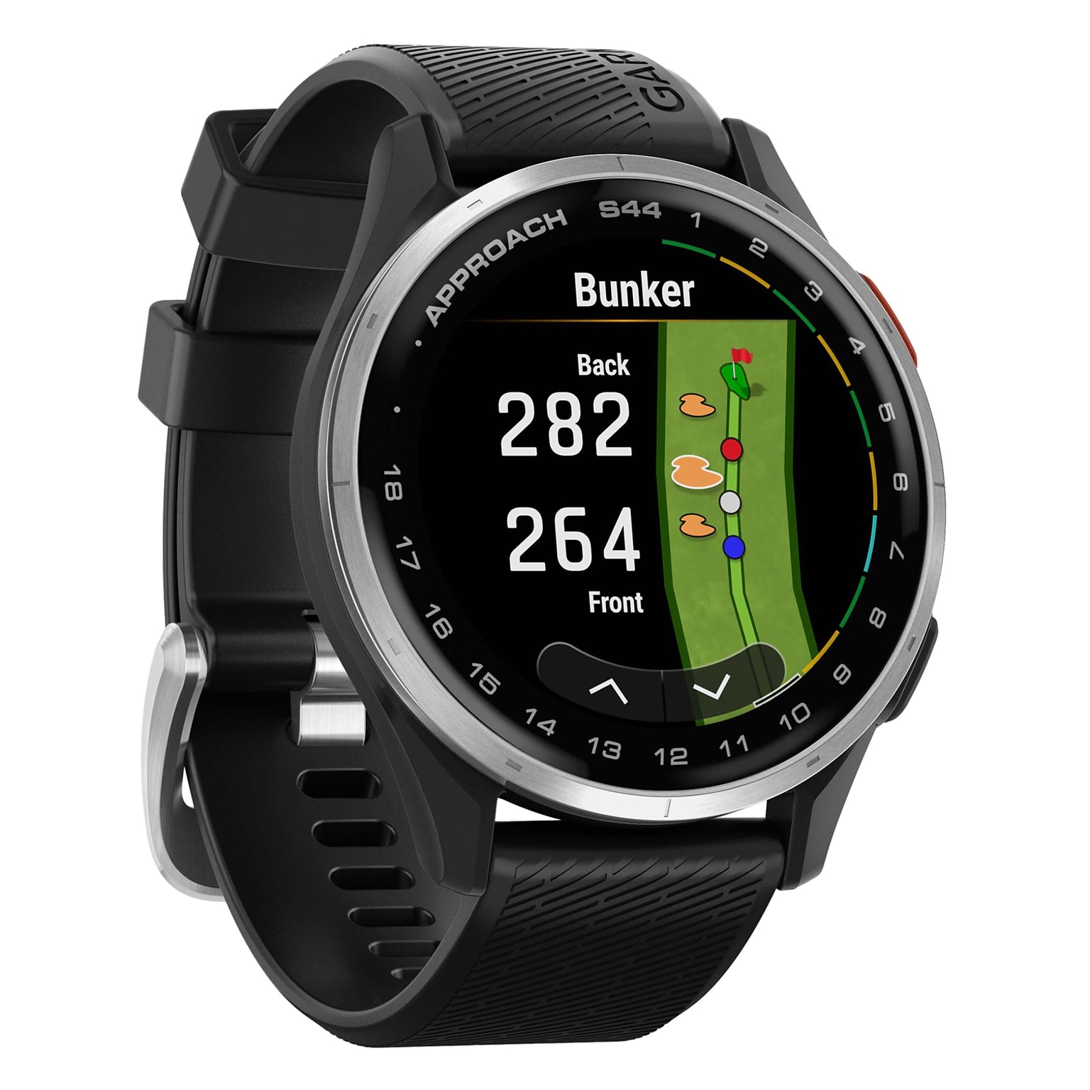 Garmin Approach S44 GPS Golf Smartwatch, 1.2, Black Silicone Band (010-03009-00)