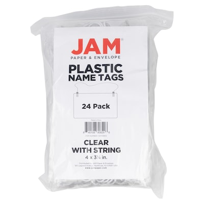 JAM PAPER Plastic Name Tags, 4" x 3 1/2", Clear, 24/Pack (401138612)