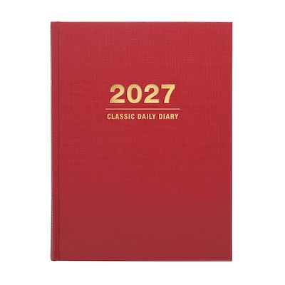 2027 Excello Brands Daily Diary Journal 6 x 8 Daily Planner, Paperboard Cover, Red (NRY27-CD68-RD)