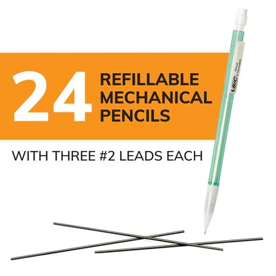 BIC Xtra Sparkle Mechanical Pencils, 0.7mm, #2 Hard Lead, 24/Pack (MPLP241-BLK)