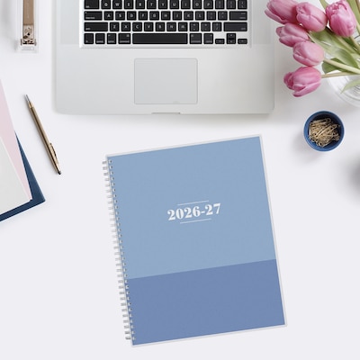 2026-2027 Blue Sky Color Block Blue Frosted 8.5" x 11" Academic Weekly & Monthly Planner, Plastic Cover (156066-A27)