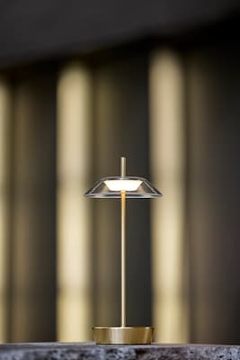 Adesso ADS360 Ako 12"H LED Table Lamp, Antique Brass/Clear Acrylic (AD9206-21)