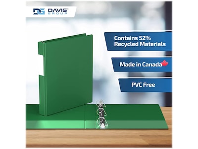 Davis Group Premium Economy 1" 3-Ring Non-View Binders, D-Ring, Green, 6/Pack (2301-04-06)