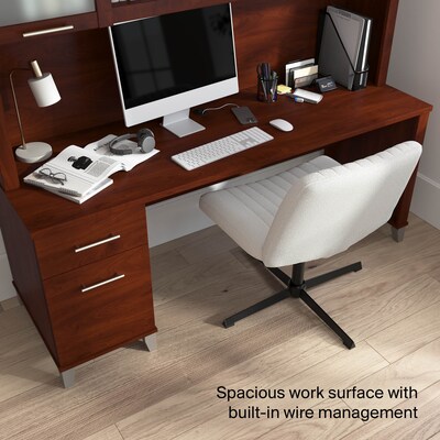Bush Home Somerset 72"W Office Desk with Drawers and Hutch, Hansen Cherry (SET018HC)