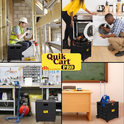 Dbest Quik Cart Pro Rolling Crate Teacher Utility with Seat, Black (01-803)