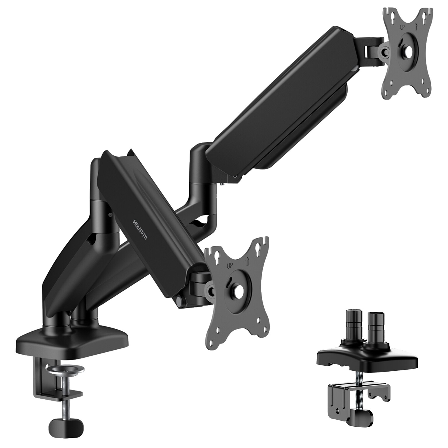 Mount-It! Adjustable Dual Monitor Desk Mount with Gas Spring Arms, Up to 32 Monitor, Black (MI-1882BLK)