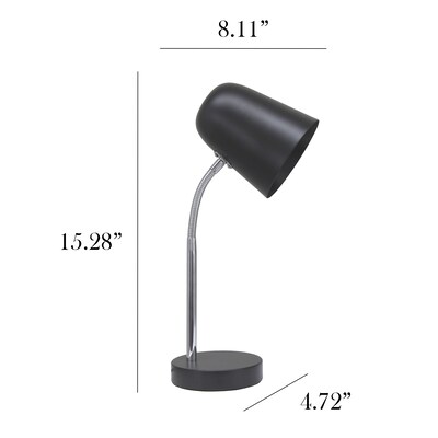 Simple Designs Sleek Essentials LED Desk Lamp, 15.28", Black (LD1075-BLK)