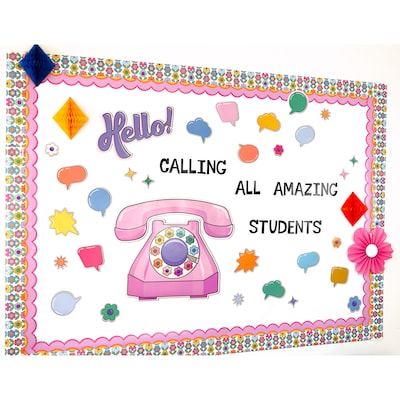 Carson-Dellosa Happily Ever Elementary Retro Remix Hello! Calling All Amazing Students Bulletin Board Set (110591)
