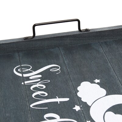 Elegant Designs "Sweet Dreams" Decorative Wood Serving Tray w/ Handles, 15.50" x 12", Midnight Blue Wash (HG2000-MBS)