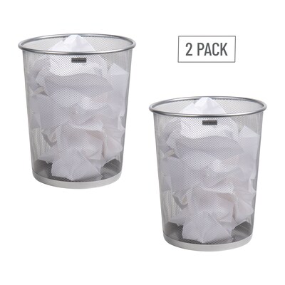 Mind Reader Metal Mesh Trash Can Without Lid, 4.4 Gallon, Silver, 2/Pack (2CIRGA-SIL)