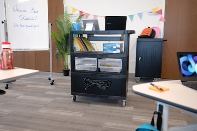 Luxor TUFFY XL Deluxe Teacher Cart, Black (ECMBSKBC-B)
