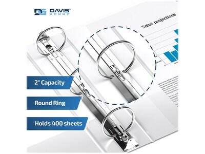 Davis Group Premium Economy 2" 3-Ring Non-View Binders, White, 6/Pack (2313-00-06)