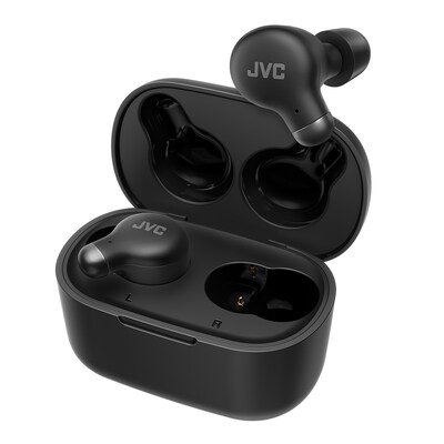 JVC Marshmallow Plus True Wireless Active Noise Canceling Earbuds with Microphone & Charging Case, Bluetooth, HA-A25T (Black)