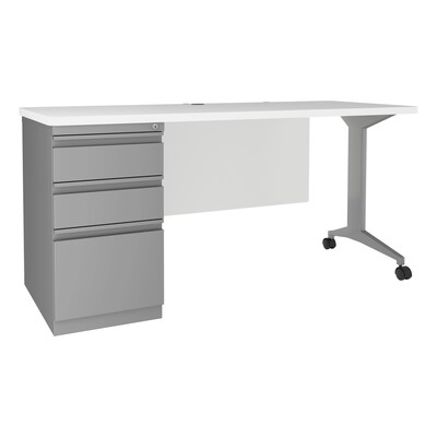 Hirsh Modern Teacher's Desk, Arctic Silver/White (24226)