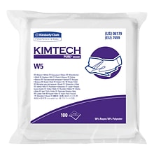 Kimtech™ W5 Critical Task Wipers, Flat Double Bag, Spunlace, 9 x 9, White, 100/Pack, 5 Packs/Carton