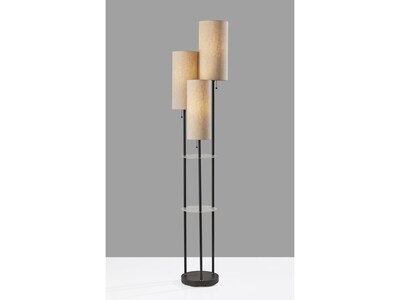 Adesso Trio 68" Matte Black Floor Lamp with Three Cylindrical Light Brown Shades (4305-01)