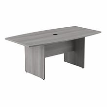 Bush Business Furniture 72W x 36D Boat Shaped Conference Table with Wood Base, Platinum Gray (99TB72