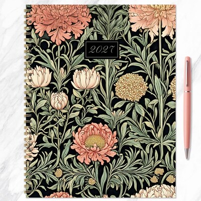 2027 TF Publishing Formal Flowers 9" x 11"  Weekly & Monthly Standard Planner, Paperboard Cover, Multicolored (27-9722)