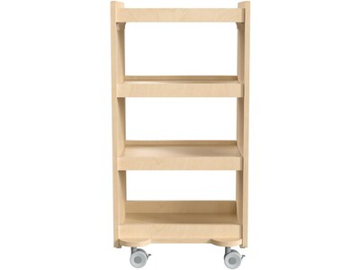 Flash Furniture Bright Beginnings Mobile 4-Tier Storage Cart, 31.5"H x 16"W x 16"D, Natural Birch Plywood (MK-KE24091-GG)