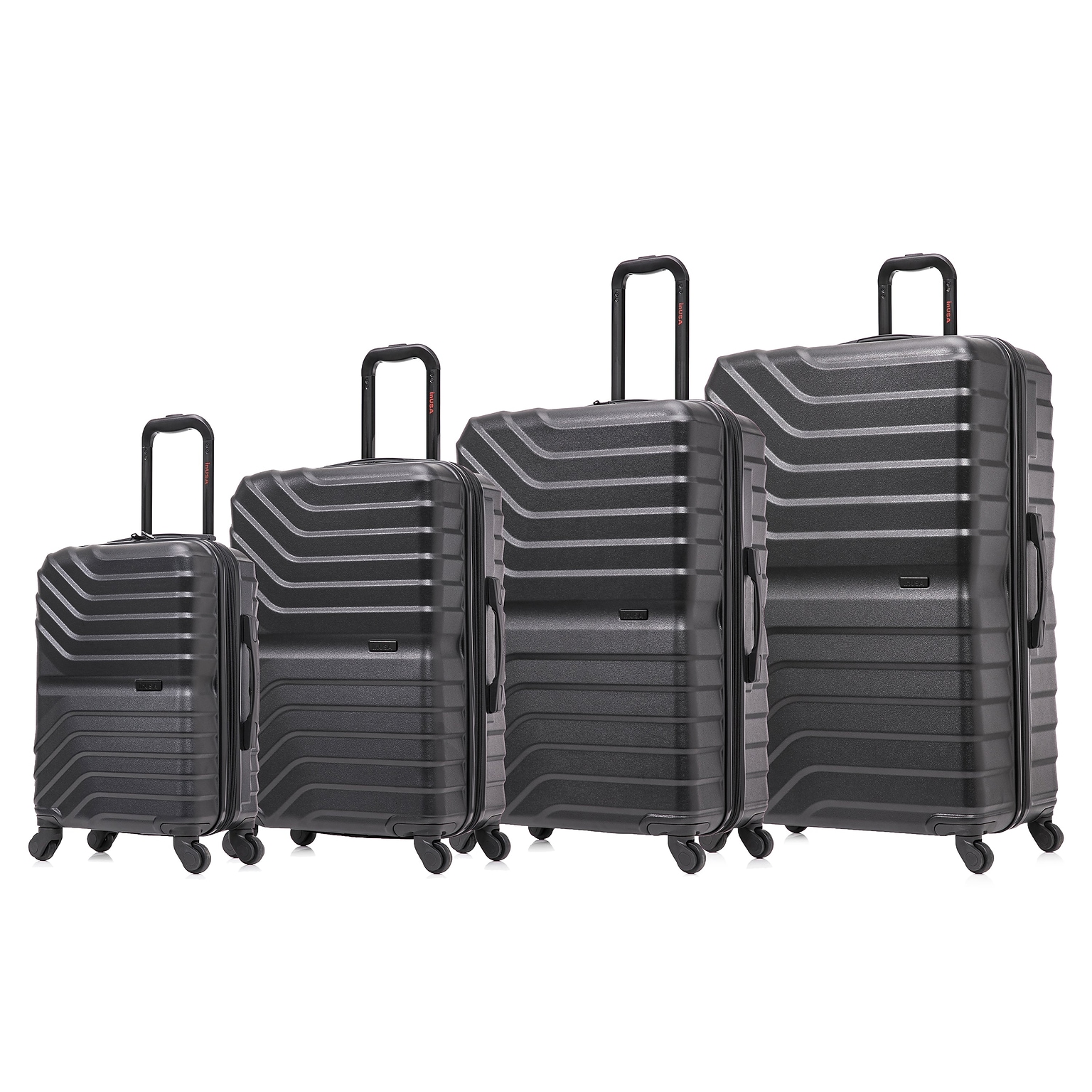 InUSA Aurum 4-Piece Hardside Spinner Luggage Set, TSA Checkpoint Friendly, Black (IUAURSMLXL-BLK)