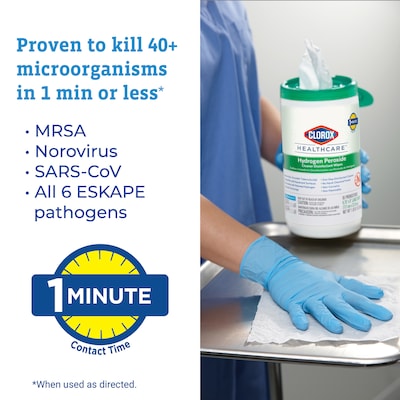 Clorox Healthcare Hydrogen Peroxide Cleaner Disinfectant Wipes, 155 Wipes/Container, 6/Carton (30825CT)