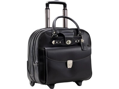 McKleinUSA DENALI 15 Leather Rolling Laptop Bag, Black (99705)