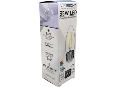 Viribright 2.5-Watt Daylight LED Candle Candelabra Bulb, Dozen (650191-12)