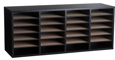 AdirOffice 500 Series 24 Compartment Literature Organizer with Mesh Desktop Organizer, 39.3" x 11.8", Black (500-24-BLK-PKG)