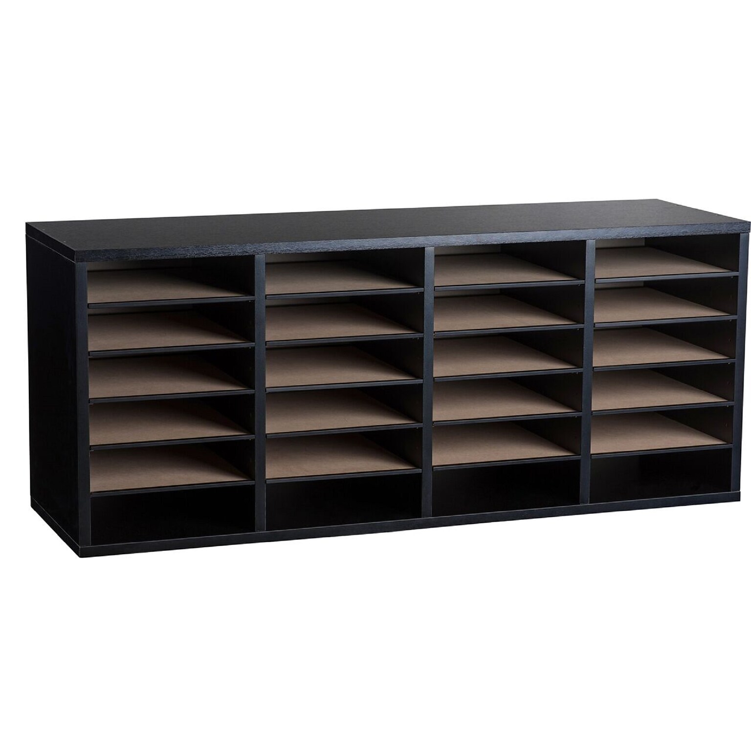 AdirOffice 500 Series 24 Compartment Literature Organizer, 39.3 x 11.8, Black (500-24-BLK-PKG)