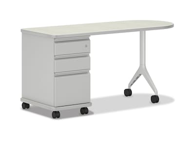 HON SmartLink 60 D-Shape Value Teacher Station Desk, Silver Mesh/Platinum (HLTV2460T-3.B9.K.T1)