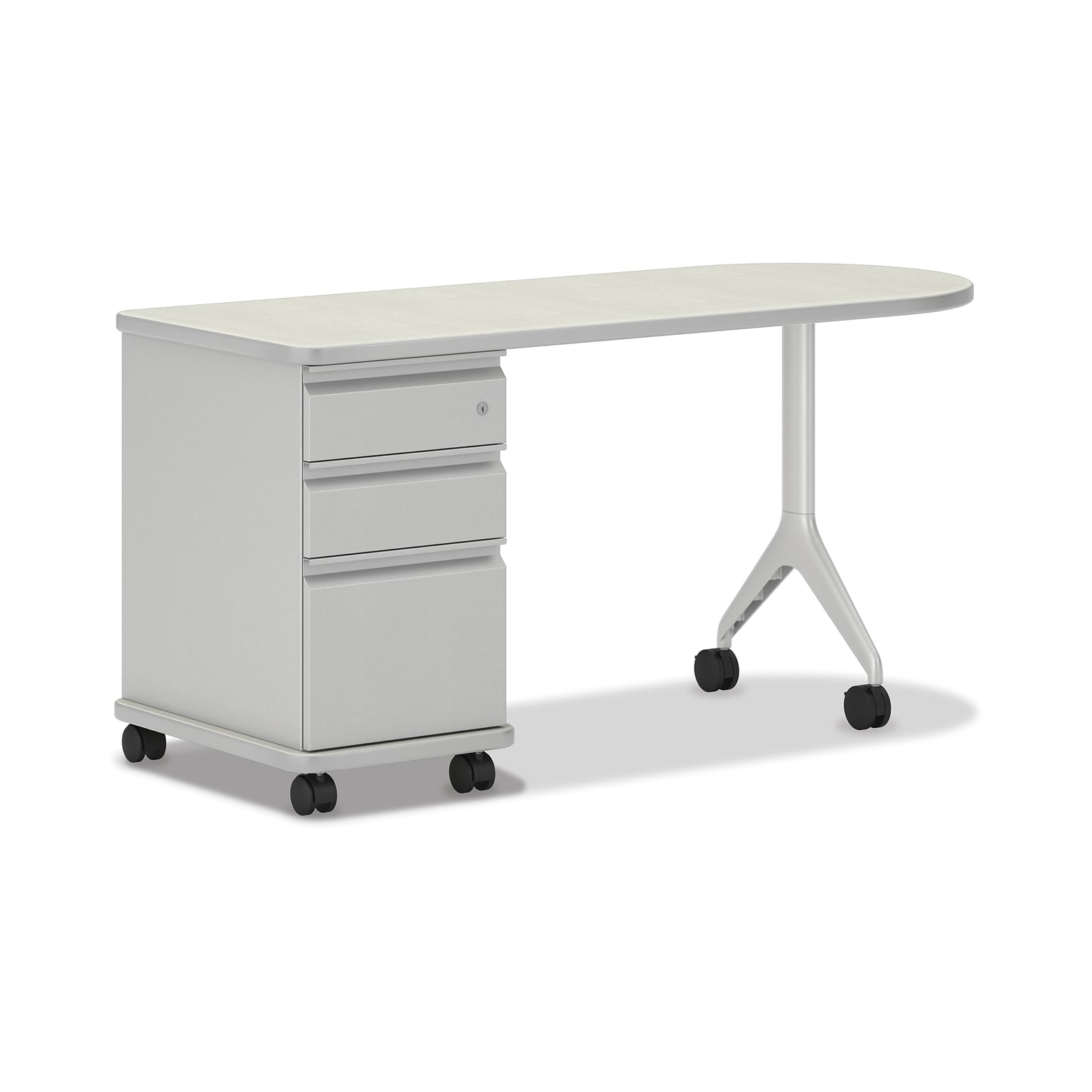 HON SmartLink 60 D-Shape Value Teacher Station Desk, Silver Mesh/Platinum (HLTV2460T-3.B9.K.T1)