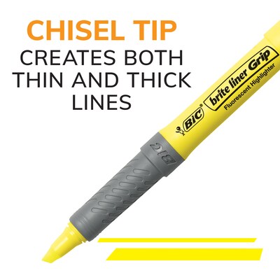 BIC Brite Liner Stick Highlighter with Grip, Chisel Tip, Assorted Colors, 5/Pack (GBLP51-AST)