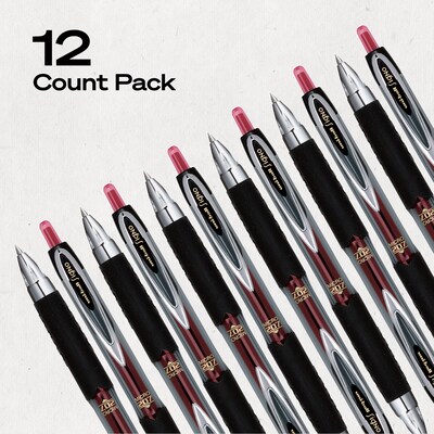 uniball 207 Retractable Gel Pens, Micro Point, 0.5mm, Red Ink, Dozen (61257)