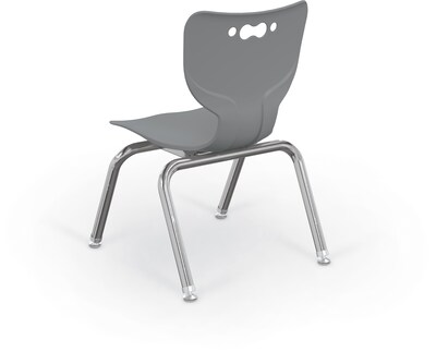 MooreCo 12" Hierarchy Student Chair with 4 Legs, Grey/Chrome Base (703673595322)