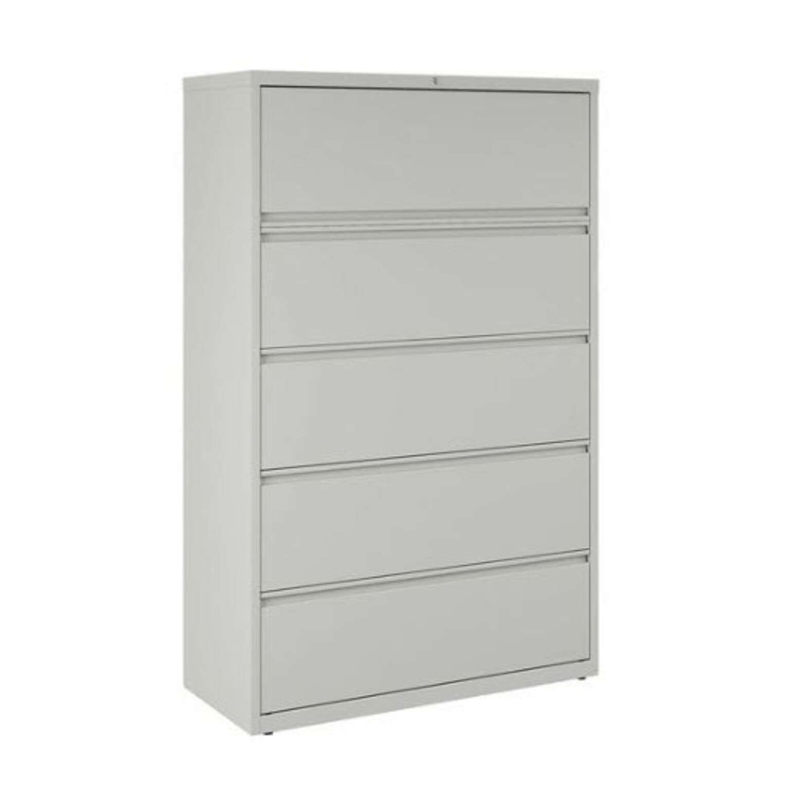 Lorell Fortress Series 5-Drawer Lateral File Cabinet, 42W x 18.6D x 67.7H, Legal/Letter, Light Gray (LLR60433)