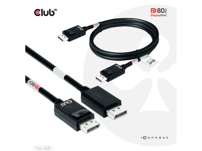 Club 3D 3.94' DisplayPort 2.1 to DisplayPort 2.1 Cable, Male to Male, Black (CAC-1091)