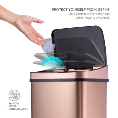 NineStars Stainless Steel Indoor Automatic Sensor Trash Can, 13.2 Gallons, Gold (DZT-50-28GD)