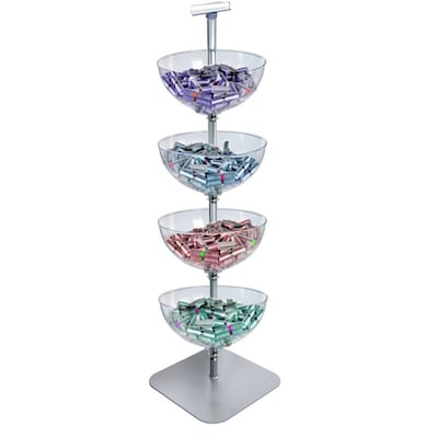 Azar Four-Tiered 16"W Bowl Floor Display, Clear (751604)