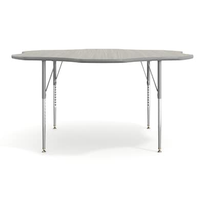 Flash Furniture Wren 60" Flower Activity Table, Height Adjustable, Light Gray Top/Silver Frame (XUA60FLRLGTA)
