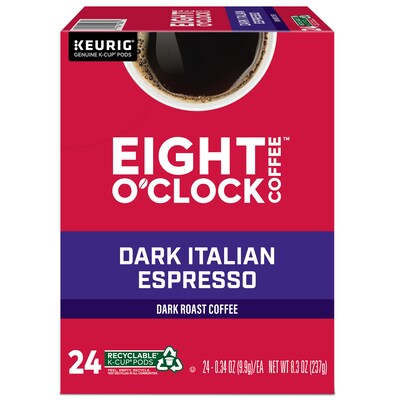 Eight O'Clock Dark Italian Espresso Coffee, Keurig K-Cup Pod, Dark Roast, 96/Carton (6408CT)